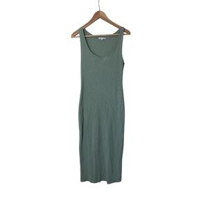 Cotton Citizen Sleeveless Midi Ribbed Tank Dress Green Sage 2257